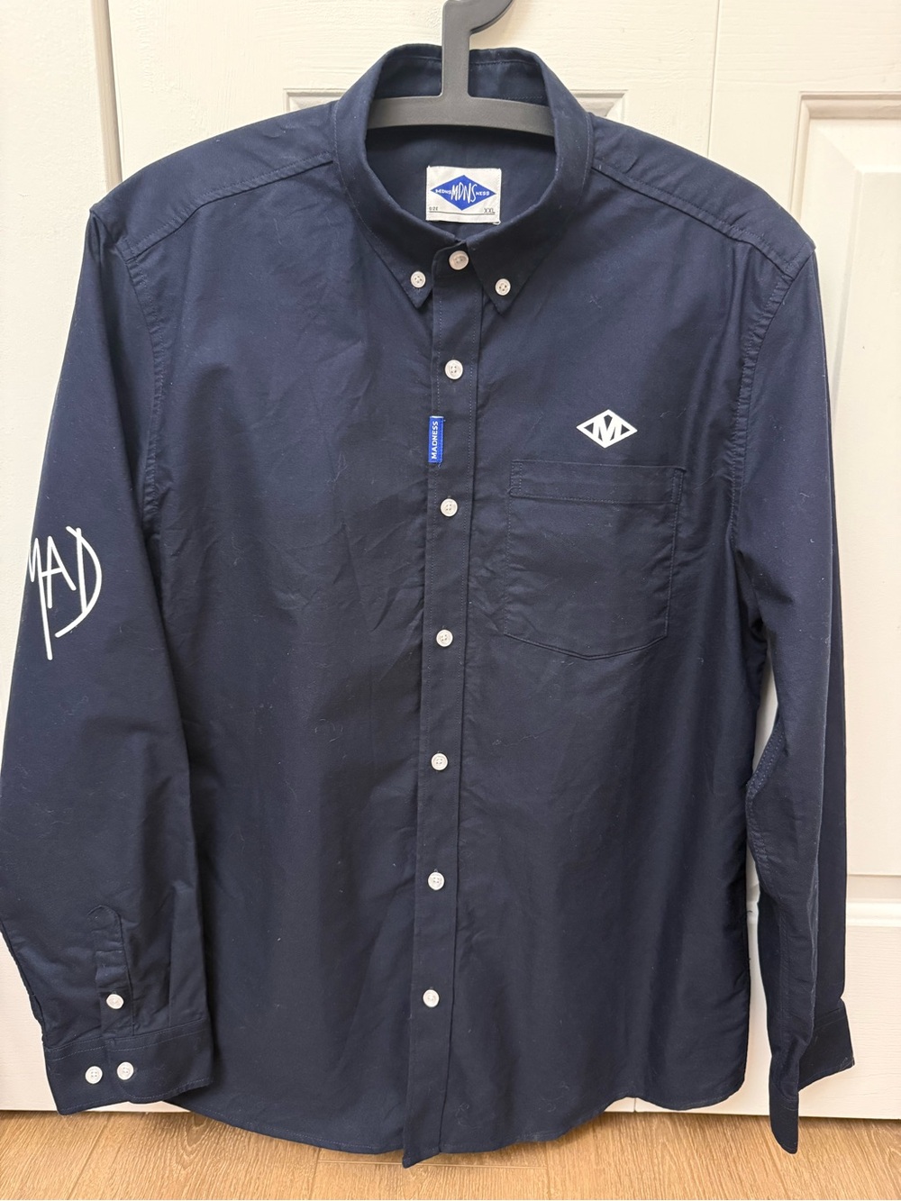 MADNESS Dark Navy Button-Down Shirt with Logo